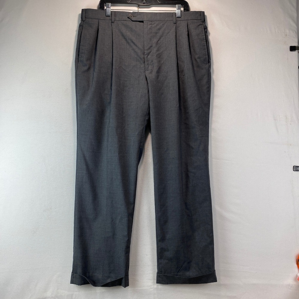 Brooks Brothers 346 Pleated Dress Pants Mens 38x30 Gray 100% Wool Cuffed Pant